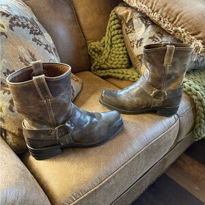 Frye Conway Men's Dark Brown Leather Harness Boots, Size 12
